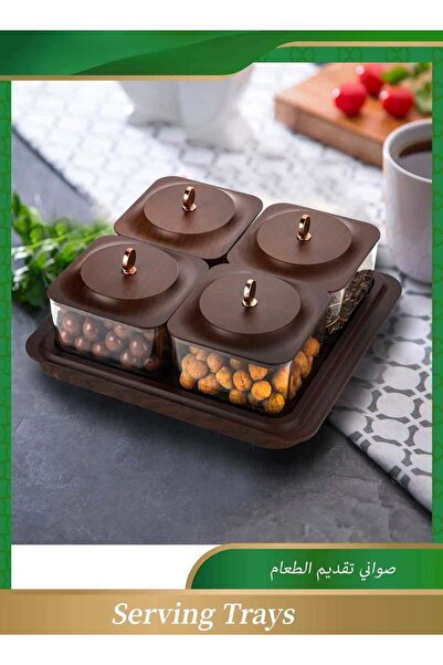 Generic Serving Trays with 4 Stackable Snack Containers , Nuts Container&Frui...