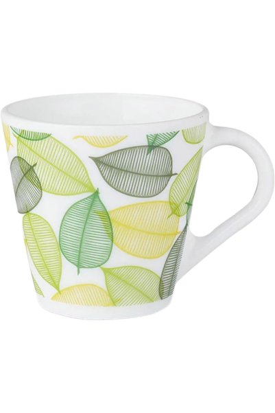 Generic Larah by Borosil Noma Design Opalware Mugs, Set of 6, 110 ml, Leaf Pa...