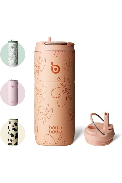 Generic Bottle Bottle Insulated Water Bottle 500Ml With Straw And Lid Stainle...