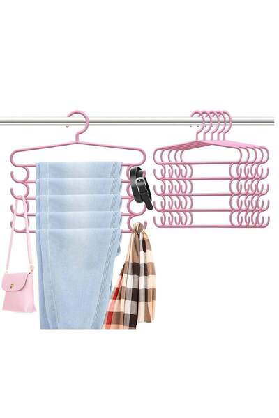 Generic Pants Hangers with Hook on Both Sides 5 Pack Multilayer Saving Space ...