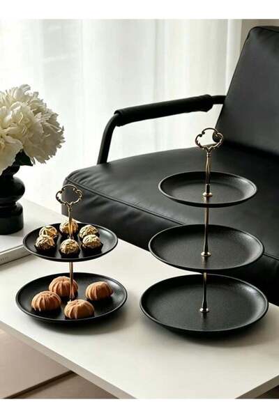 Generic Tiered Cupcake Display Stand, Matte Black Stainless Steel Serving Pla...
