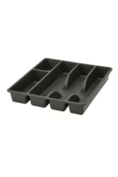Generic Cutlery Tray Drawer Organizer 5 Compartment Recycled Plastic Black fo...