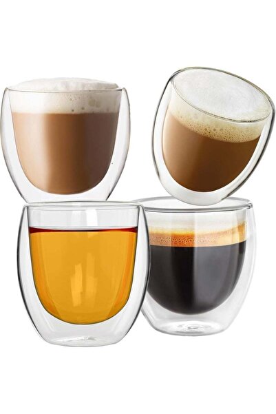 Generic Kazomo Double Wall Glass Espresso Cups Set of 4 |100ml Clear Insulate...