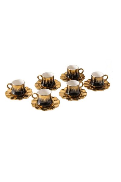 Generic 6 Cups 6 Plates Set High-End Ceramic Coffee Cup Vintage Turkish Ceram...