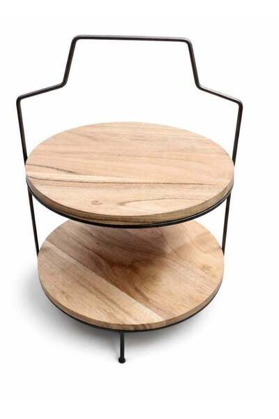 Generic Premium 2-Tier Wood Cake Stand with Gunmetal Metal Frame, Size: 31x30...
