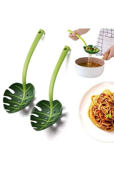 Generic 2Pcs Jungle Unique Green Leaf Noodle Leaky ，Turtle Back Leaf Cooking ...