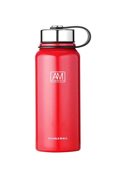 Generic Stainless Steel Heat Insulation Water Bottle Red 34 x 10 x 10cm