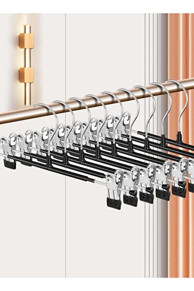 Generic 10 Pack 12 Inch Heavy Duty Pants Hangers with Clips, Metal, Black, No...