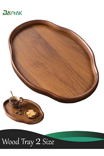 Generic Wooden Serving Tray, Decorative Coffee Table Tray with Raised Edges, ...