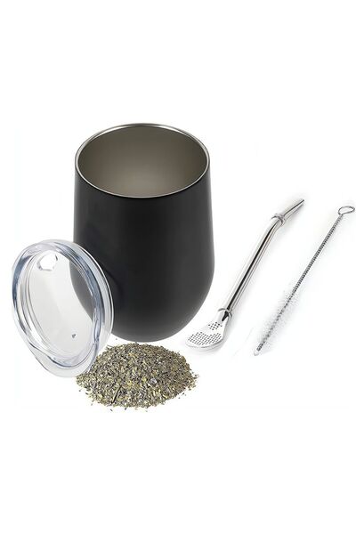 Generic Yerba Mate Tea Cup And Bombilla Straw Set 12oz double-wall Stainless ...