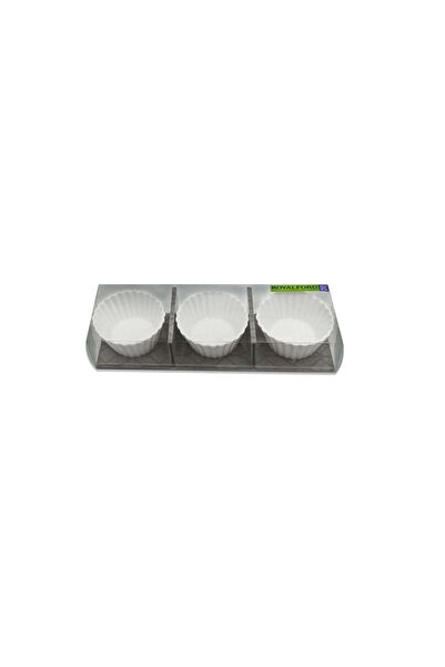 Generic Royalford 3-Piece 4 Inch Ruffled Porcelain Side Bowl Set | Non-Toxic,...