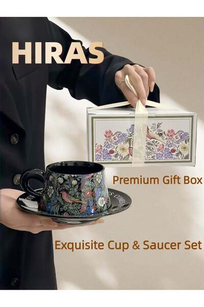 Generic Vintage Floral Bird Watercolor Ceramic Tea Cup and Saucer Sets Coffee...