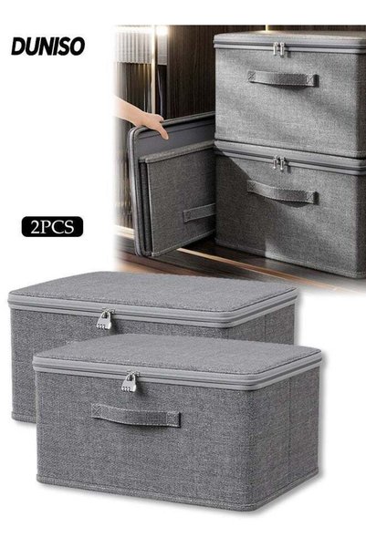 Generic 2PCS Storage Bags, Washable Clothes Storage Bins with Zip Lid, Foldab...
