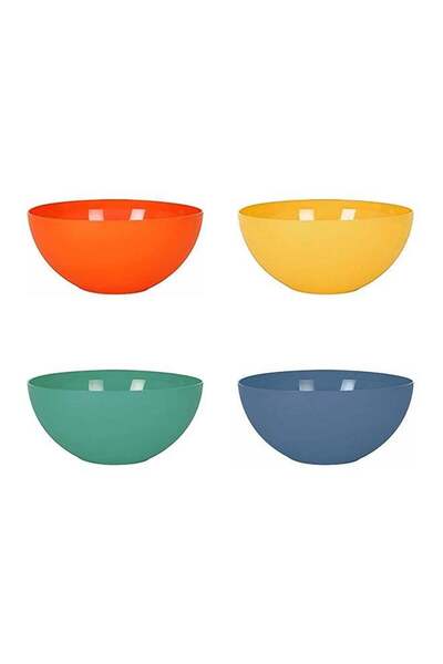 Generic Feelings 17cm Plastic Salad Bowl 4-Piece Set, 550ml Each – Sturdy Bre...