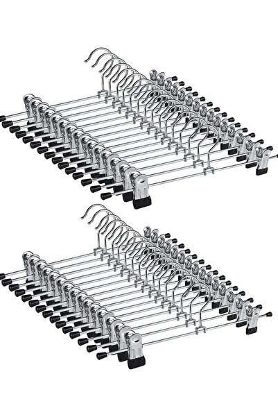 Generic 30 Pc Adjustable Metal Pant Skirt &Trouser Hanger with Non-Slip Clips...