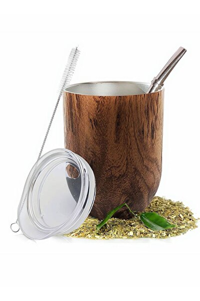 Generic Yerba Mate Tea Cup Set, Includes Bombilla Straw, Lid and Cleaning Bru...