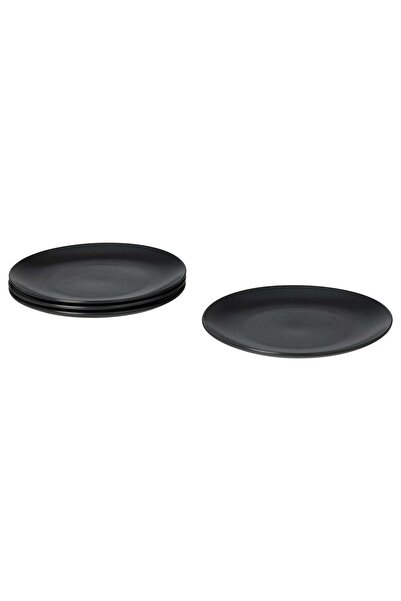 Generic Matt Glazed Stoneware Dinner Plate Set, Dark Grey, 26 cm, 4 Pack