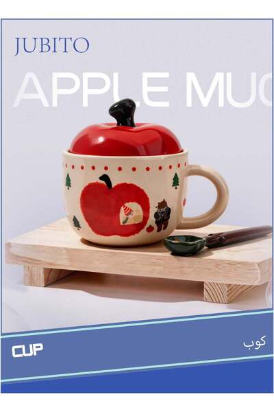 Generic cup, ceramic mug, 580ml apple coffee mug, creative cartoon mug with l...