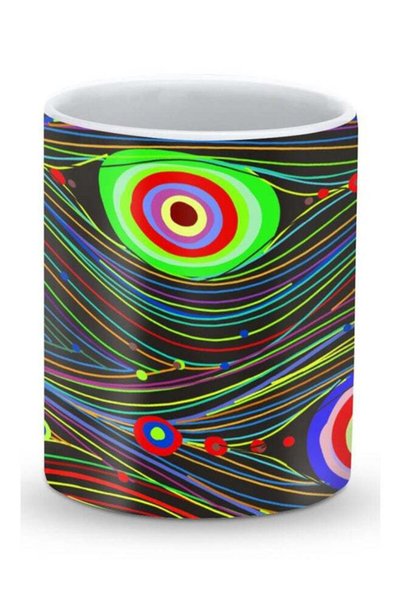 Generic Premium Peacock Eyes Designer Mug Multicolour