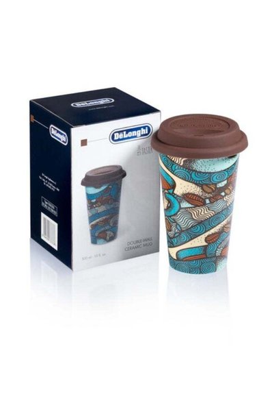 Generic De'Longhi Thermal Mug with Silicone Lid, 300ml Double-Wall Ceramic Co...
