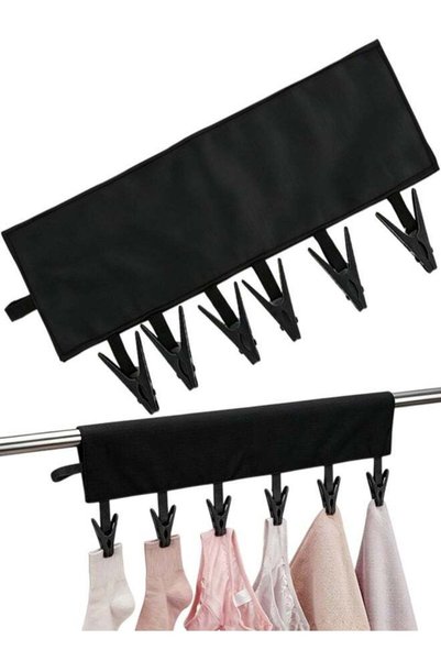 Generic Foldable Portable Drying Hanger with 6 Clips, Travel Clothesline Rack...