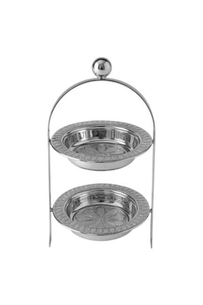 Generic Elegant Floral Patterned Two Tier Metal Cake Snacks Stand/Rack With H...