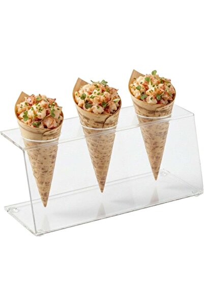Generic ARS Clear Tek Acrylic Ice Cream Cone Holder - 3 Slots