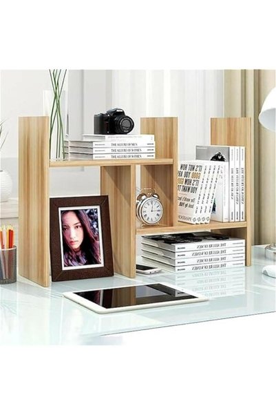 Generic Wood Desktop Bookshelf, Expandable Free Standing Bookcase, Desktop Or...