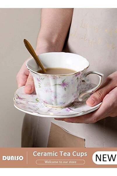 Generic Ceramic Tea Cups and Saucers Set, Porcelain Tea Set for Tea Party, Af...