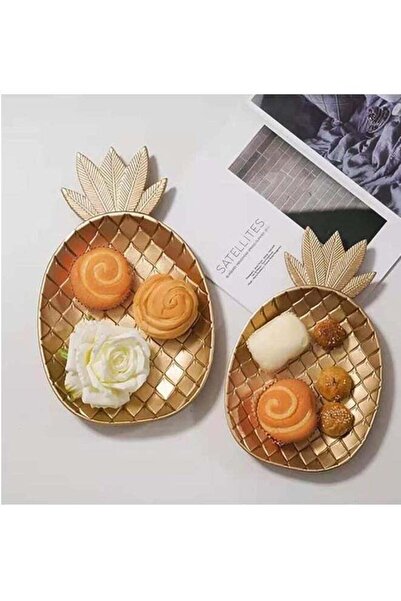 Generic TOMSUN Set of 2 Pcs Wooden Snack Tray Food Fruits Dish Plate Pineappl...