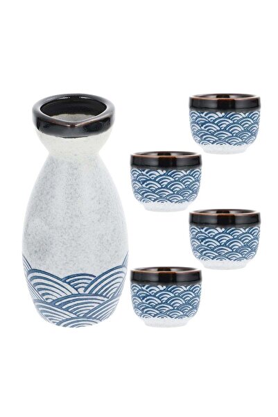 Generic Japanese Hand-Painted Porcelain Tea Set - 1 Pot & 4 Cups for Home Par...