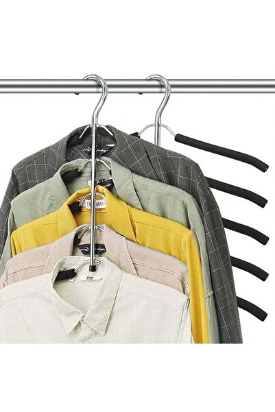 Generic Hangers Space Saving,2 Pcs 5 in 1 Magic Multiple Stainless Steel Meta...