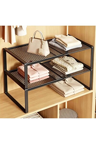 Generic 2 PCS Stackable Closet Tension Shelf for Wardrobe, Expandable Metal S...