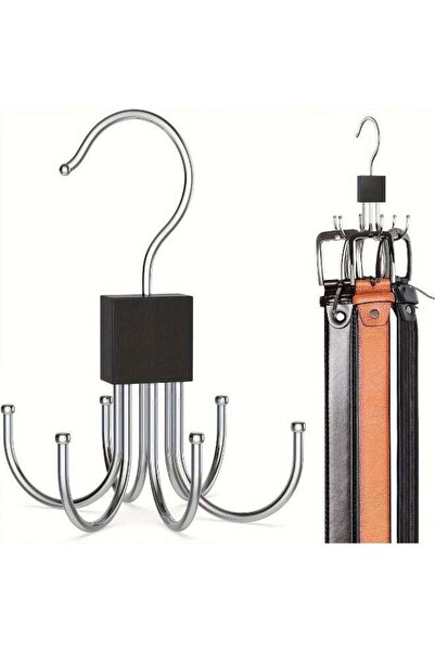 Generic Smart Rotating Belt Hanger with Wooden Base, Multi-Function Accessory...