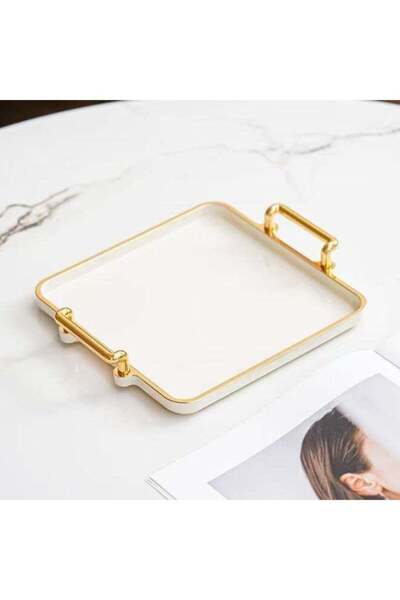 Generic White acrylic tray with handle decoration serving tray snacks serving...