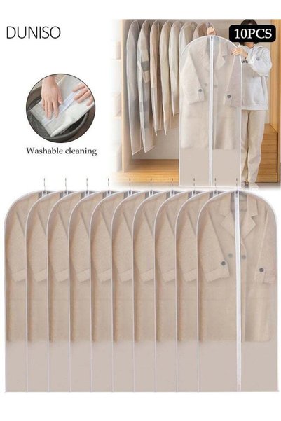 Generic 10 Pack Hanging Garment Bags, Clear PEVA Breathable Clothes Dust‑Proo...