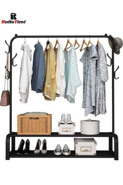 Generic Clothes Organizer And Coated Metal Rack Black 110x33x150cm