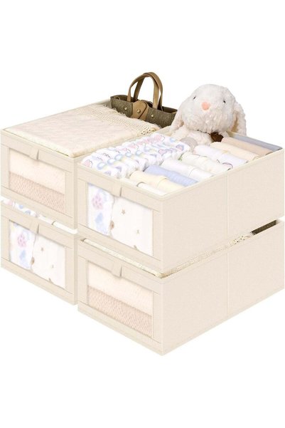 Generic Closet Organizers and Storage, 4 Pack Linen Closet Baskets with Mesh ...