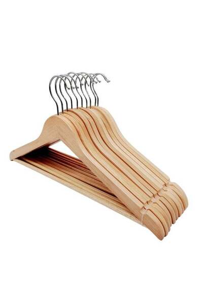Generic 20-Piece Premium wooden top Hangers with Pants bar Chrome Hooks – Spa...