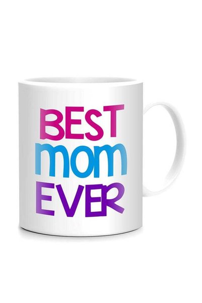 Generic Best Mom Ever Printed Mug White/Pink/Blue 10cm