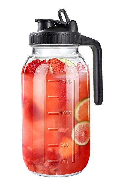 Generic 64 Oz Mason Jars with Lid, Glass Pitcher Double Leak Proof with Pour ...