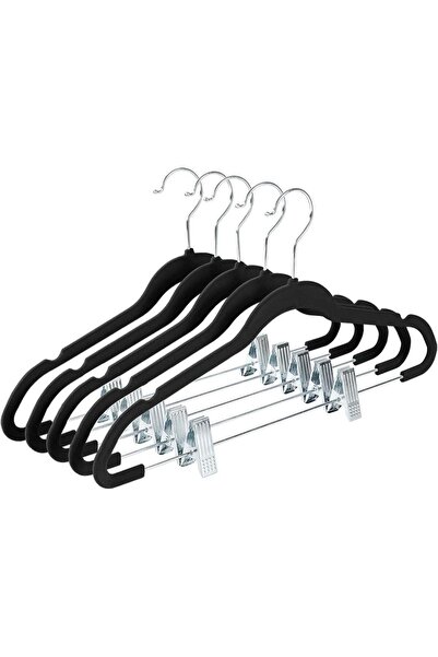Generic Red Dot Gift 10-Pack Black Non-Slip Velvet Hangers with Clips - 360 D...