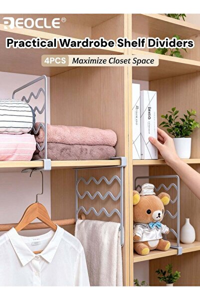 Generic 4PCS Practical Shelf Dividers Wardrobe Partition Shelves Space-Saving...