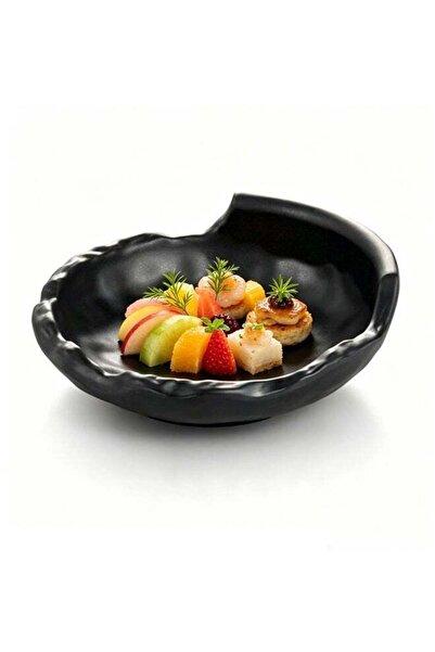 Generic 7.5 Inch Black Serving Tray, Unbreakable Round Food Serving Platter, ...