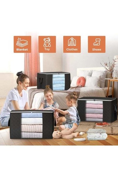 Generic 4 Pack Clothes Storage Bins Large Storage Bags, Foldable Closet Organ...