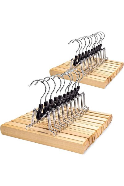 Generic Nature Smile Wooden Pants Skirt Hangers, Smooth Finish Solid Wood Non...