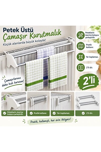 Magnotto Petek Üstü Çamaşır Kurutmalık Çelik 2”Li Pratik Katlanır Yer Kaplamaz