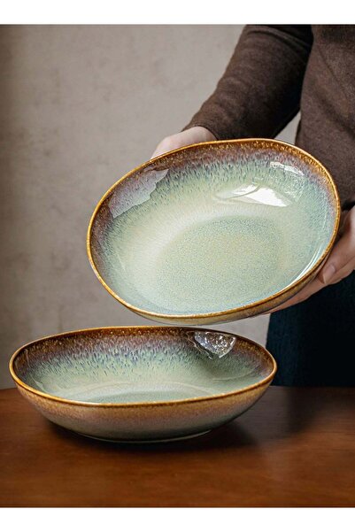 Generic Set of 2 Ceramic Deep Dinner Plates 8 Inch 900ml, Glaze Stoneware Pas...