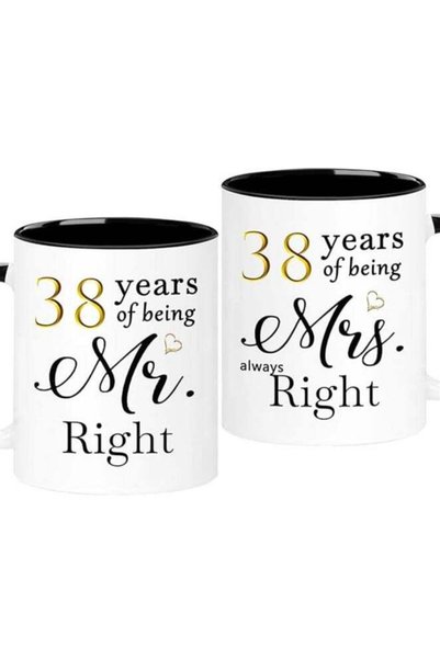 Generic 38 Year Anniversary Coffee Mugs Set of 2, 38 Years of Being Mr Right/...