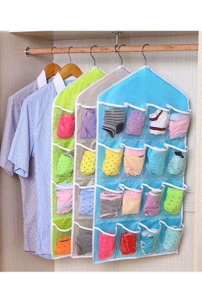 Generic Polymer Washable 16 Grids Pouch Clothes Sock Underwear Bra Hanging St...